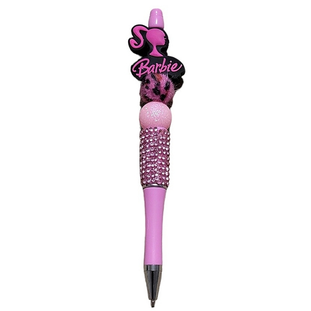 Barbie Fur Beaded Ballpoint Twist Pen Focal Bead Pink
